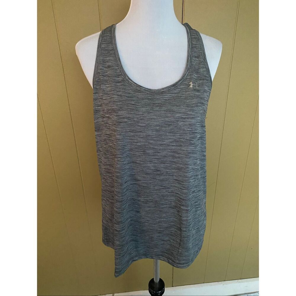 Under Armour women L loose fit heat gear racerback tank top grey brand new